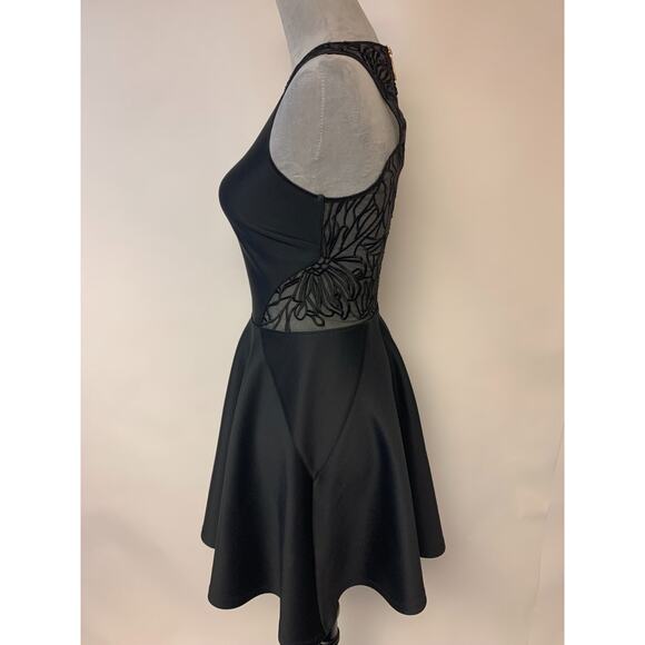 Ted Baker Dress Size 1 (XS) Black Vemma Lace Skater Mini Edgy Sheer Trendy - Picture 2 of 11